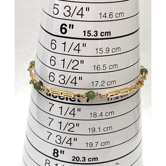 AVON Bracelet Gold Tone Green Plastic Beads Vintage Estate 6.75” - Picture 7 of 8